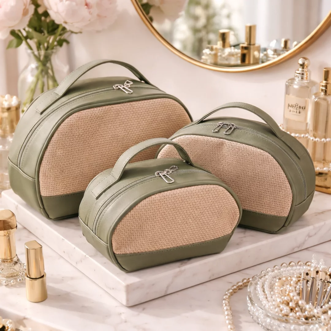 Trio Nécessaire Luxo — Verde Oliva